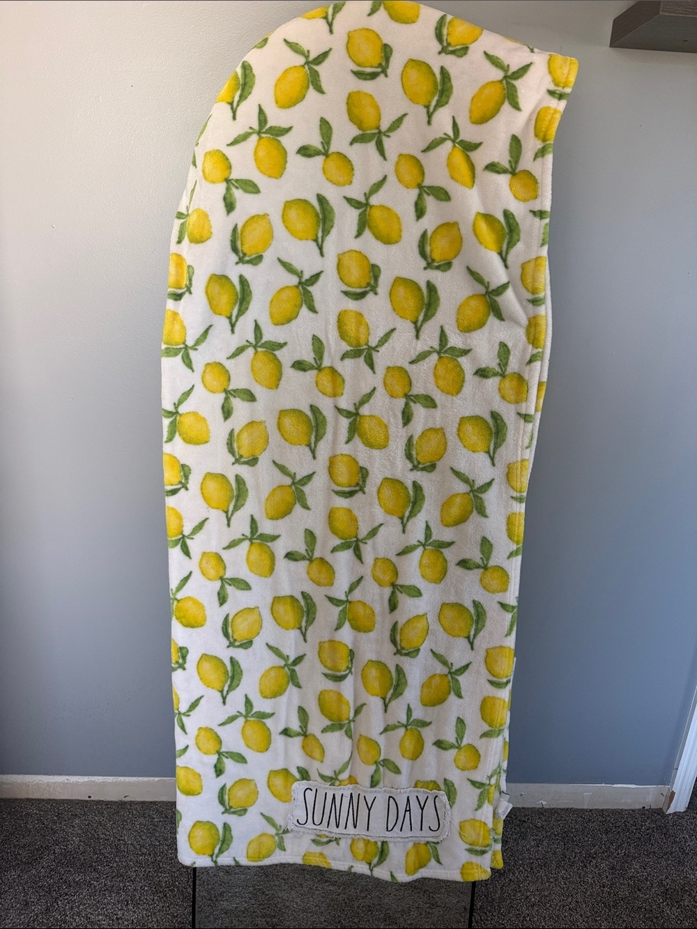 Rae Dunn Yellow and Green Lemon Print Throw Blanket